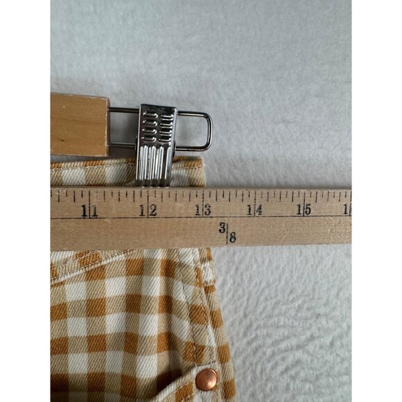 Wrangler Wanderer 622 gingham high waist flare jeans sz tan 26x32 - Picture 4 of 10